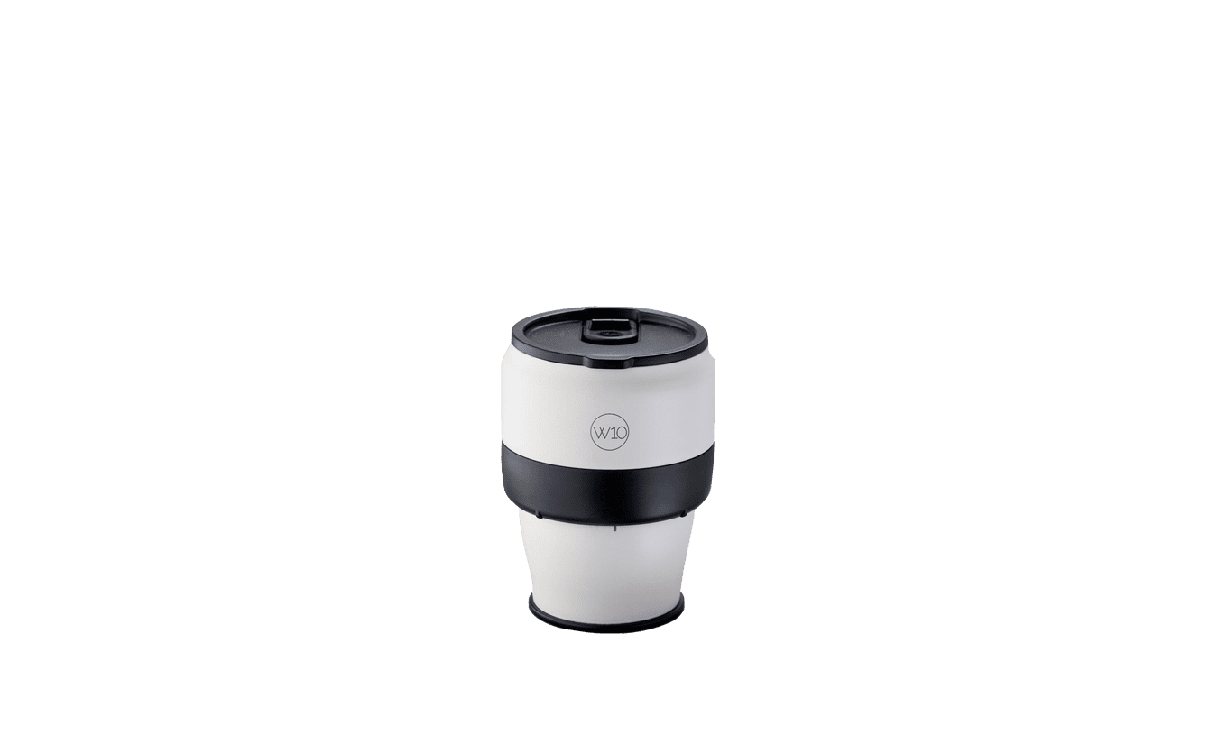 W10 Mug de voyage pliable en acier inoxydable Hazlewood (340 ml) blanc